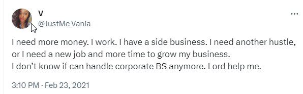 corporate job and a side business